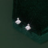 925 Silver Cross Zircon Stud Earrings for Women Wedding Jewelry