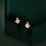 925 Silver Cross Zircon Stud Earrings for Women Wedding Jewelry