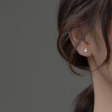 925 Silver Cross Zircon Stud Earrings for Women Wedding Jewelry