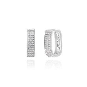 925 Silver Geometric Round Hoop Earrings with Stone