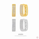 925 Silver Geometric Round Hoop Earrings with Stone