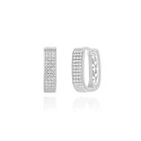 925 Silver Geometric Round Hoop Earrings with Stone