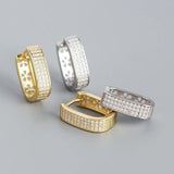 925 Silver Geometric Round Hoop Earrings with Stone