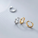 925 Silver Zircon Huggie Stud Earrings for Women Wedding Jewelry