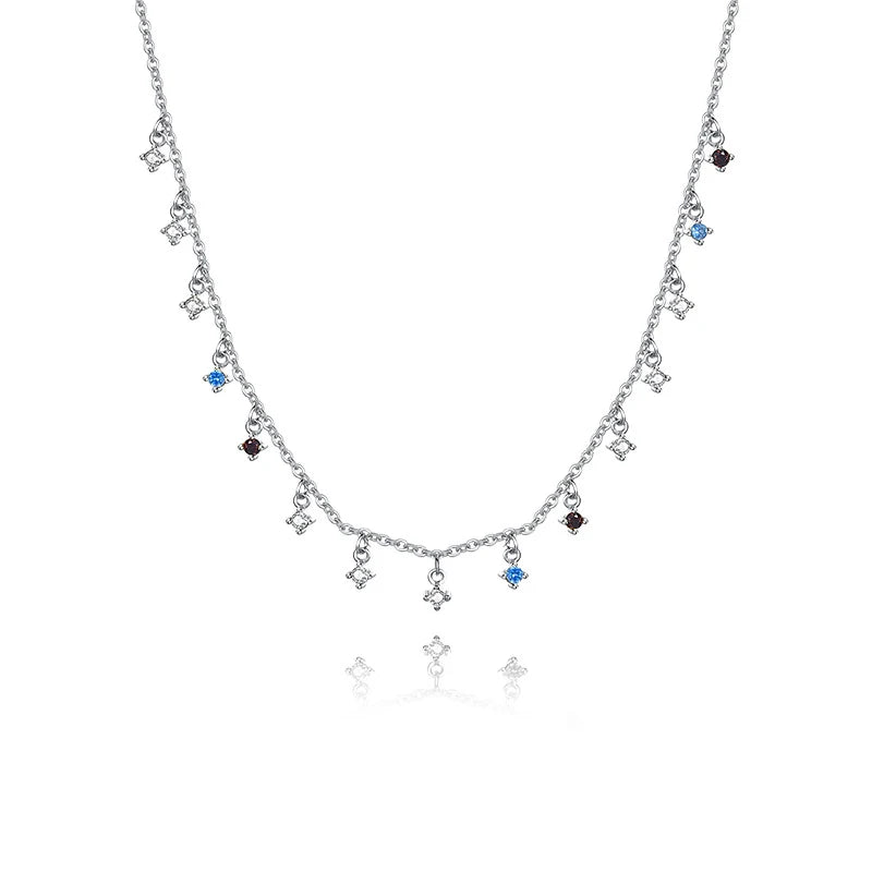 925 Silver Crystal Zircon Necklace Women's Clavicle Chain