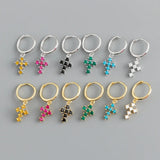 925 Silver Cuban Cross Zircon Earrings Birthday Gothic Jewelry Gift