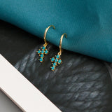 925 Silver Cuban Cross Zircon Earrings Birthday Gothic Jewelry Gift
