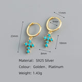 925 Silver Cuban Cross Zircon Earrings Birthday Gothic Jewelry Gift