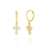 925 Silver Cuban Cross Zircon Earrings Birthday Gothic Jewelry Gift