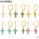 925 Silver Cuban Cross Zircon Earrings Birthday Gothic Jewelry Gift