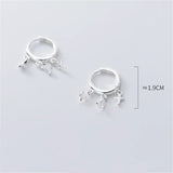 925 Silver Cuban Cross Star Moon Tassel Stud Earrings Gothic Jewelry