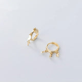 925 Silver Cuban Cross Star Moon Tassel Stud Earrings Gothic Jewelry