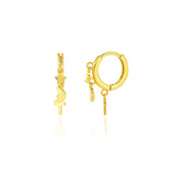 925 Silver Cuban Cross Star Moon Tassel Stud Earrings Gothic Jewelry
