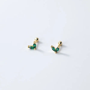 925 Silver Zircon Leaf Stud Earrings for Women Teen