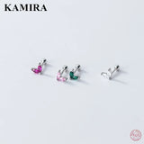 925 Silver Zircon Leaf Stud Earrings for Women Teen