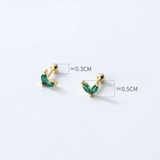 925 Silver Zircon Leaf Stud Earrings for Women Teen