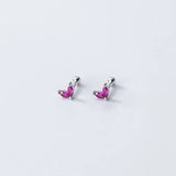 925 Silver Zircon Leaf Stud Earrings for Women Teen