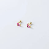 925 Silver Zircon Leaf Stud Earrings for Women Teen