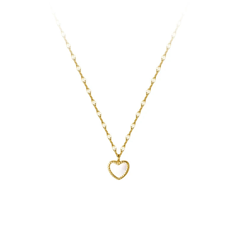 925 Silver Shell Heart Pendant Necklace for Women