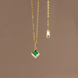 925 Silver Green Zircon Necklace Women Party Charm Jewelry