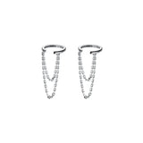 Sterling Silver Tassel Ear Clip Earrings for Women