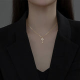 925 Silver Key Zircon Pendant Necklace for Women