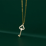 925 Silver Key Zircon Pendant Necklace for Women