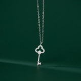 925 Silver Key Zircon Pendant Necklace for Women