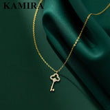 925 Silver Key Zircon Pendant Necklace for Women