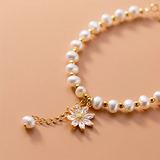 925 Silver Pearl Flower Bracelet Wedding Jewelry