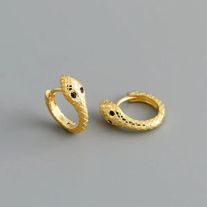 925 Silver Bohemian Charm Snake Circle Hoop Earrings Women Teen Party Gothic