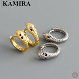 925 Silver Bohemian Charm Snake Circle Hoop Earrings Women Teen Party Gothic