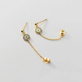 925 Silver Bohemian Demon Eye Zircon Tassel Stud Earrings for Women