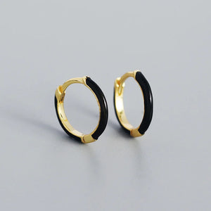 925 Silver Enamel Huggie Hoop Earrings Spring Collection