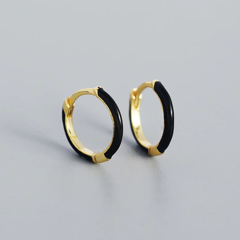 925 Silver Enamel Huggie Hoop Earrings Spring Collection