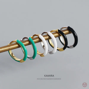 925 Silver Enamel Huggie Hoop Earrings Spring Collection