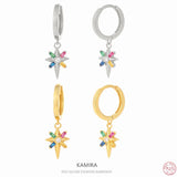 925 Silver Dangle Drop Earrings Zircon Women Party Jewelry
