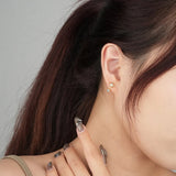 925 Silver Zircon Star Moon Stud Earrings for Women Party Jewelry