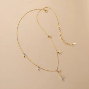 925 Silver Cuban Box Chain Zircon Pendant Necklace for Women