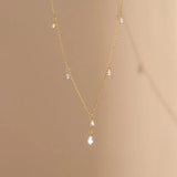 925 Silver Cuban Box Chain Zircon Pendant Necklace for Women