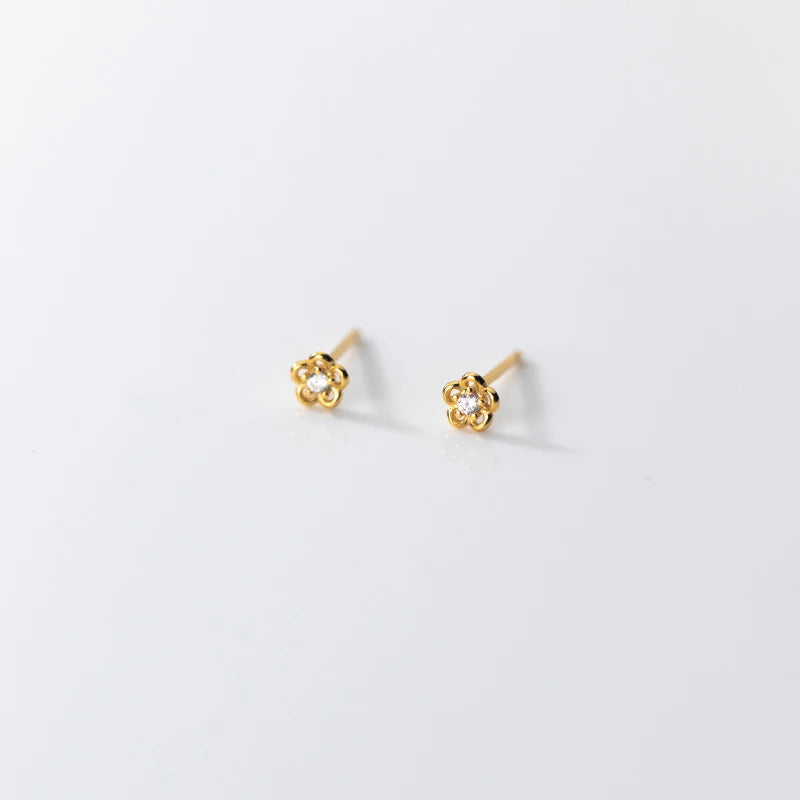 925 Silver Flower Piercing Stud Earrings Women Teen Party Charms