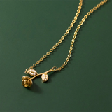 925 Silver Rose Zircon Pendant Necklace for Women Wedding
