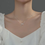 925 Silver Rose Zircon Pendant Necklace for Women Wedding