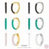 925 Sterling Silver Enamel Crystal Hoop Earrings for Women