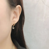925 Silver Letter A-Z Zircon Stud Earrings Women Gothic Retro Jewelry