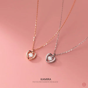 925 Silver Love Heart Zircon Necklace for Women Wedding Sweet Choker Jewelry