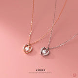 925 Silver Love Heart Zircon Necklace for Women Wedding Sweet Choker Jewelry