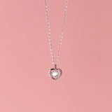 925 Silver Love Heart Zircon Necklace for Women Wedding Sweet Choker Jewelry