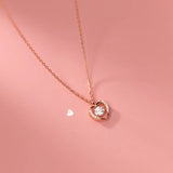 925 Silver Love Heart Zircon Necklace for Women Wedding Sweet Choker Jewelry