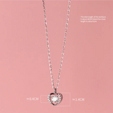 925 Silver Love Heart Zircon Necklace for Women Wedding Sweet Choker Jewelry